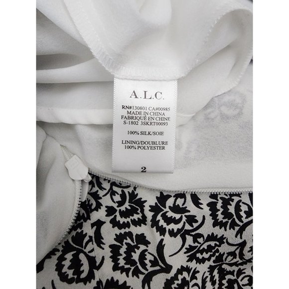 A.L.C. NWT Black White Flutter Tie Silk ALC Skirt 2 - Picture 6 of 6